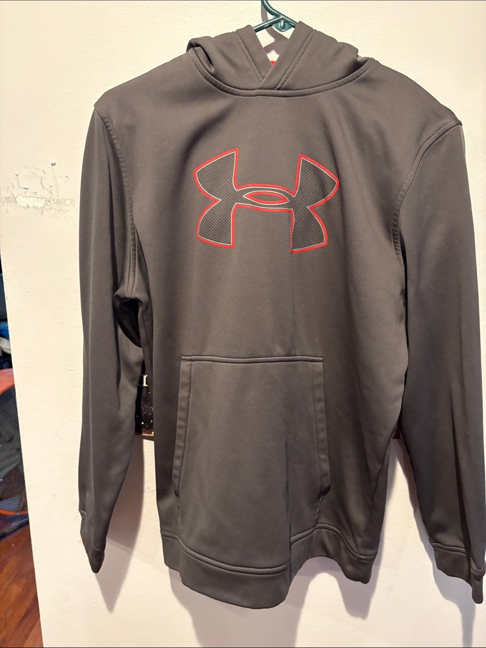 Under Armour Charcoal Hoodie with Red Logo